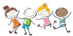 School kids with backpack cartoon graphic